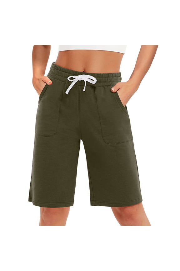 SPECIALMAGIC Cotton Sweat Shorts with Pockets for Women 10" Athletic Lounge Sports Workout Bermuda Knee Shorts