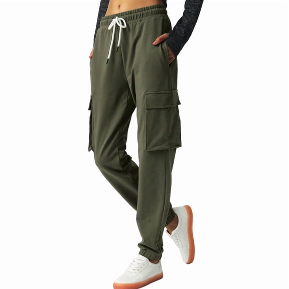 SPECIAL MAGIC Women's Cargo Sweatpants with 4 Pockets Cotton Jogger Pants Elastic Waist Athletic Lounge Pants for Running Yoga Gym