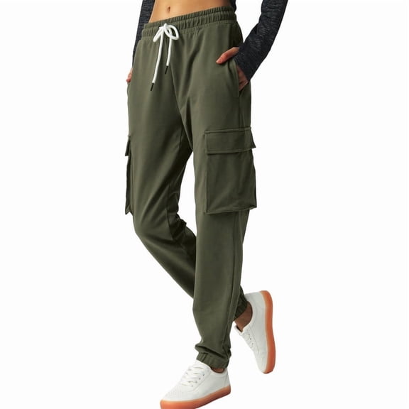 SPECIALMAGIC Women's Cargo Sweatpants Stretch 4 Pockets Sporty Athletic Joggers Full Pants