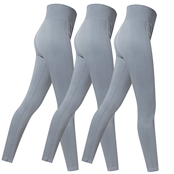SPECIALMAGIC Women's High Waist Tummy Control Non See Through Yoga Fitness Leggings, 3-Pack Grey