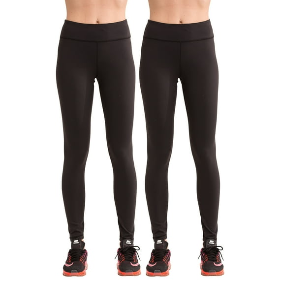 SPECIALMAGIC Women's Solid Color Yoga Waist Pocket Gym Workout Leggings,2-Pack Black