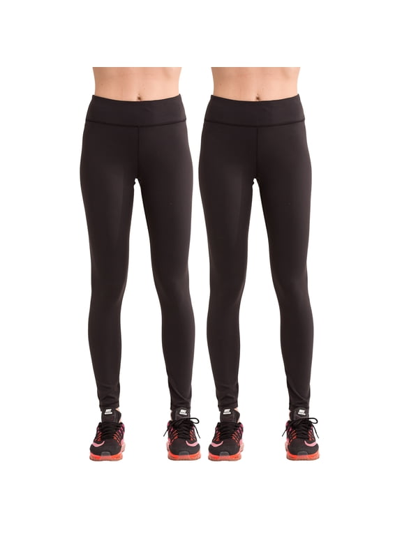 SPECIALMAGIC Women's Solid Color Yoga Waist Pocket Gym Workout Leggings,2-Pack Black