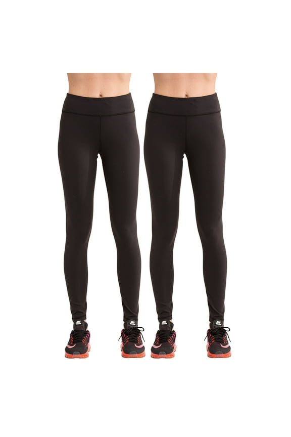 SPECIALMAGIC Women's Solid Color Yoga Waist Pocket Gym Workout Leggings,2-Pack Black