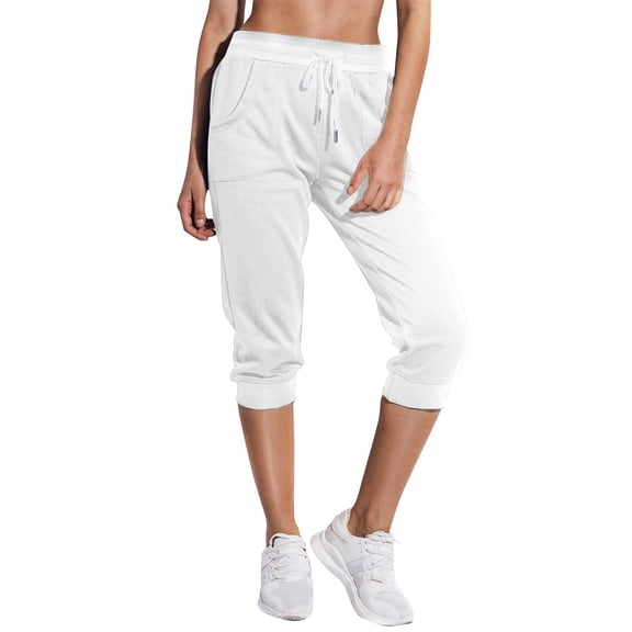 SPECIAL MAGIC Women's Cropped Sweatpants Capri Jogger Pants with Drawstring Waist and Side Pockets for Running Lounge Yoga