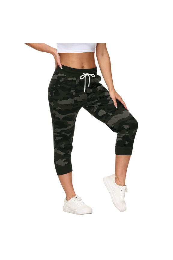 SPECIALMAGIC Women's Sweatpants Capri Pants Cropped Jogger Running Pants Lounge Loose Fit Drawstring Waist with Side Pockets