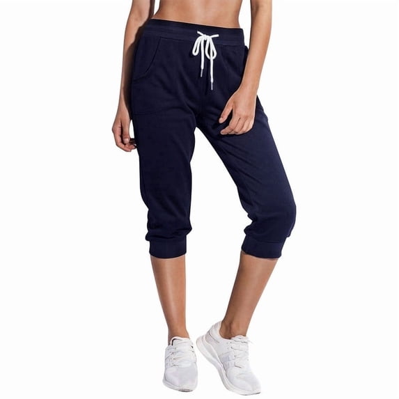 SPECIAL MAGIC Women's Cropped Sweatpants Capri Jogger Pants with Drawstring Waist and Side Pockets for Running Lounge Yoga