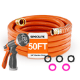thumbnail image 1 of SPECILITE 3/4 in x 50 ft Garden Hose, Flexible and Lightweight Water Hose with Nozzle and Brass Male to Female Fittings, 600 PSI Heavy Duty, No Kinking Hybrid Rubber Hose, 1 of 7