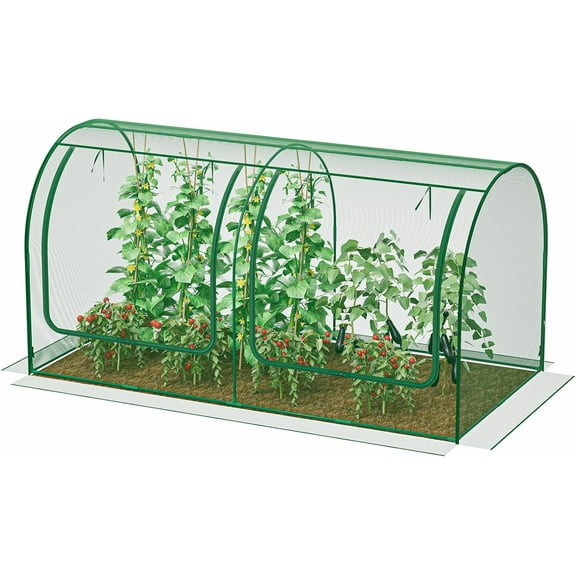 SPECILITE 984949in Garden Plant Netting Mesh Cover for Raised Bed with Roll-up Zipper Door for Vegetables Fruits, Large Tunnel Gardening Net, Green