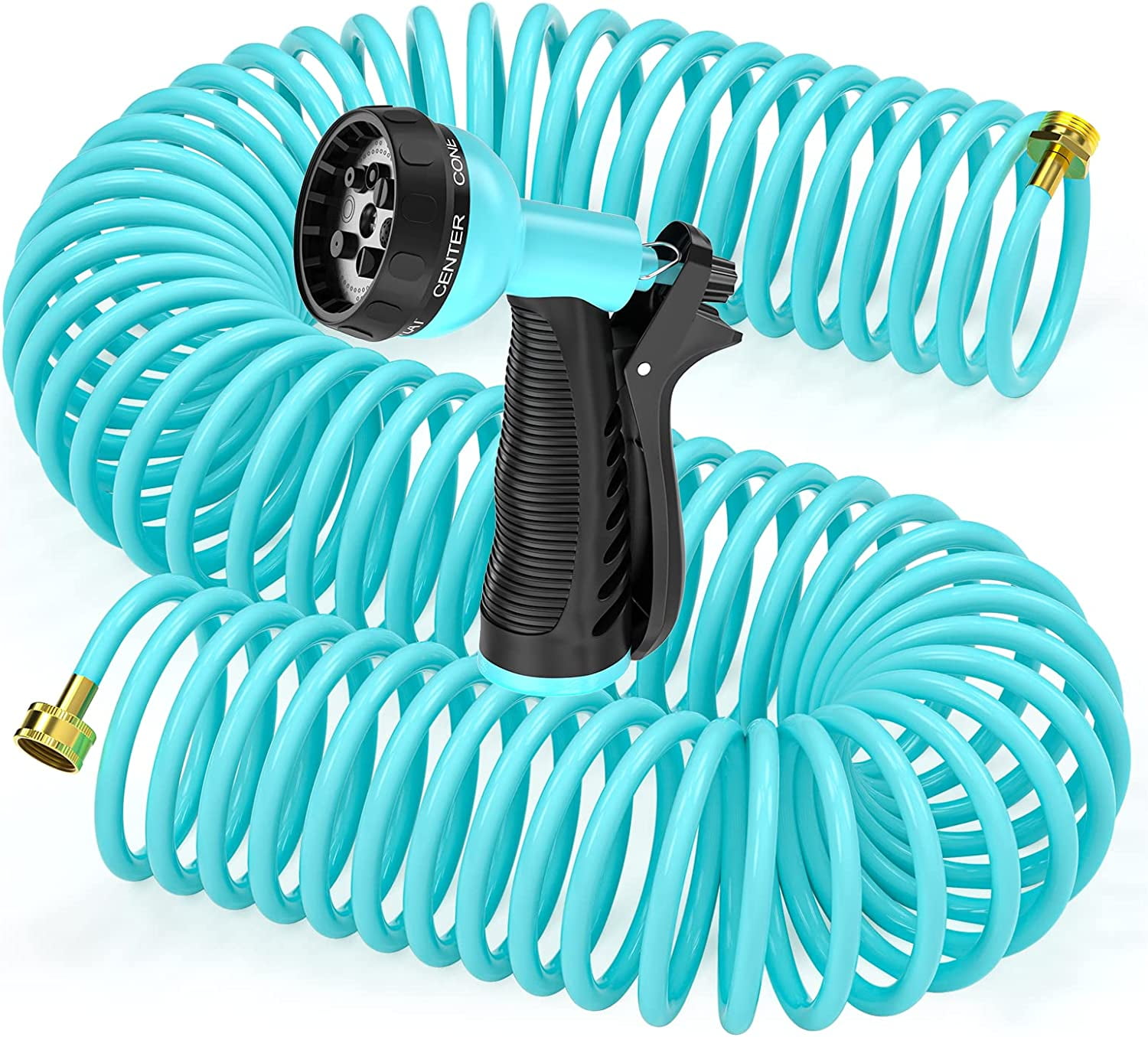 SPECILITE Garden Hose 50 ft, EVA Flexible Water Hose with Nozzle, Collapsible Coiled Hoses Pipe