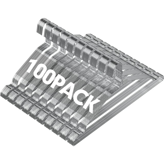 SPECILITE Metal Wire Hangers 100 Pack, Wire Clothes Hanger with Notches