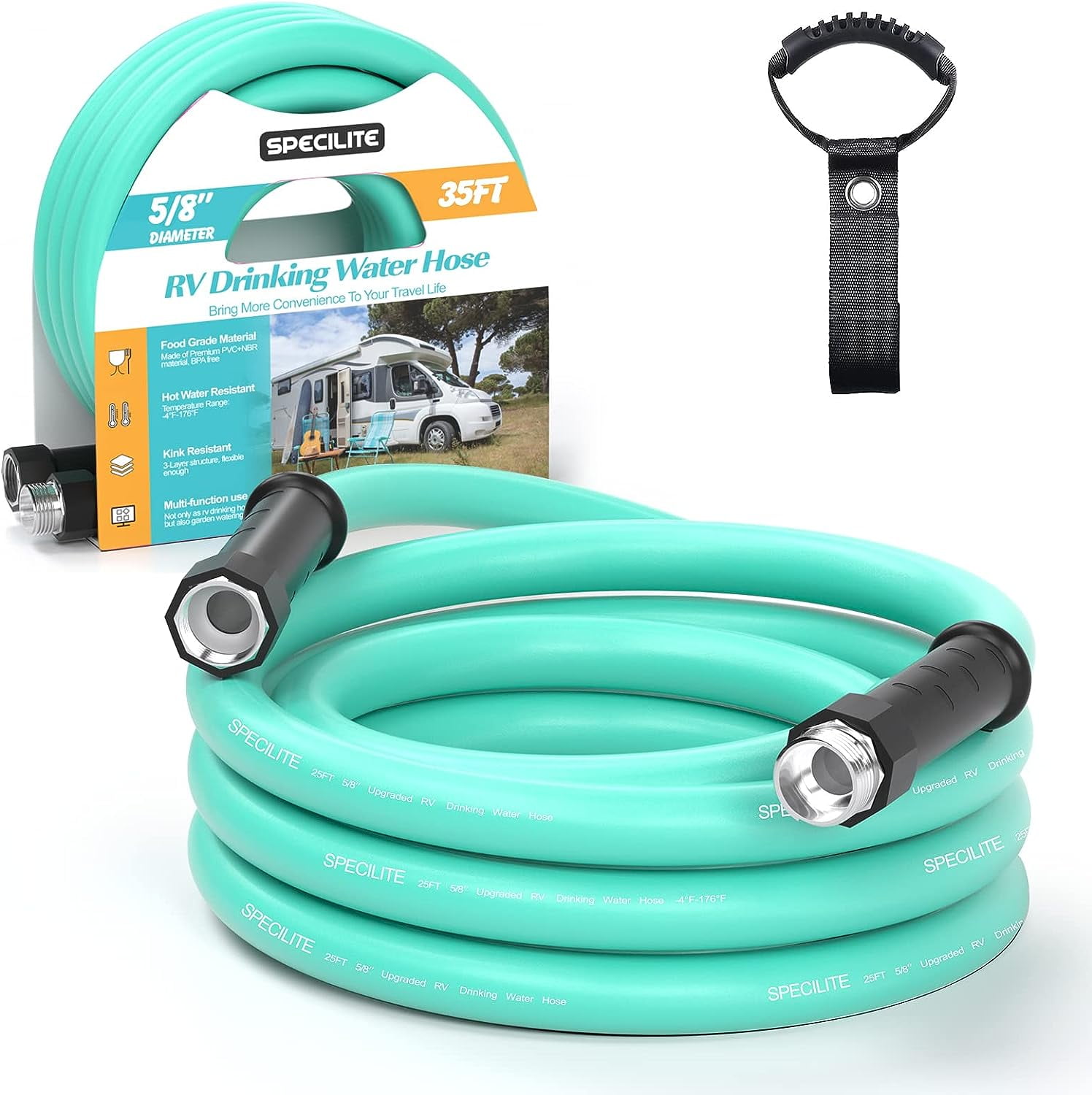 SPECILITE RV Drinking Water Hose 35FT x 5 8In CA65 Certified Drinking Water Safe Hose with Aluminum Fittings Kink Tangle Free Flexible Garden Hose