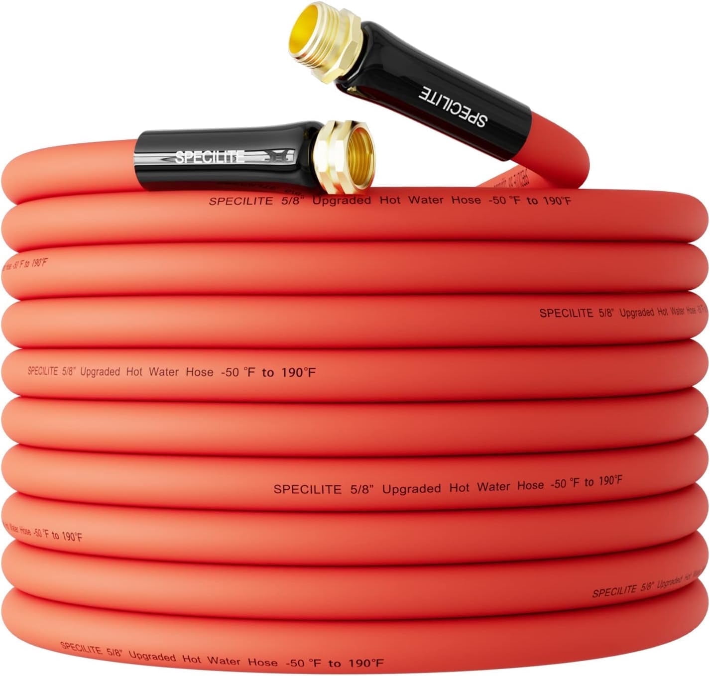 SPECILITE Rubber Garden Water Hose 5/8"x75ft,Outdoor Heavy Duty Hose with 3/4" Brass Fittings