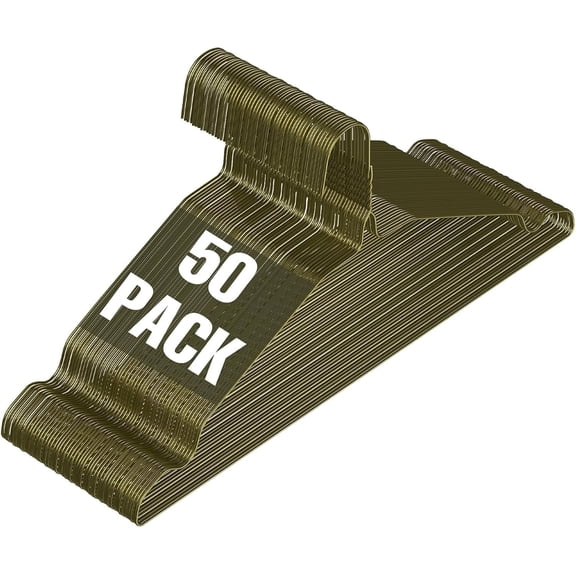 SPECILITE Wire Hangers 50 Pack, Metal Wire Clothes Hanger Bulk for Coats, Space Saving Metal Hangers Non Slip, Bronze