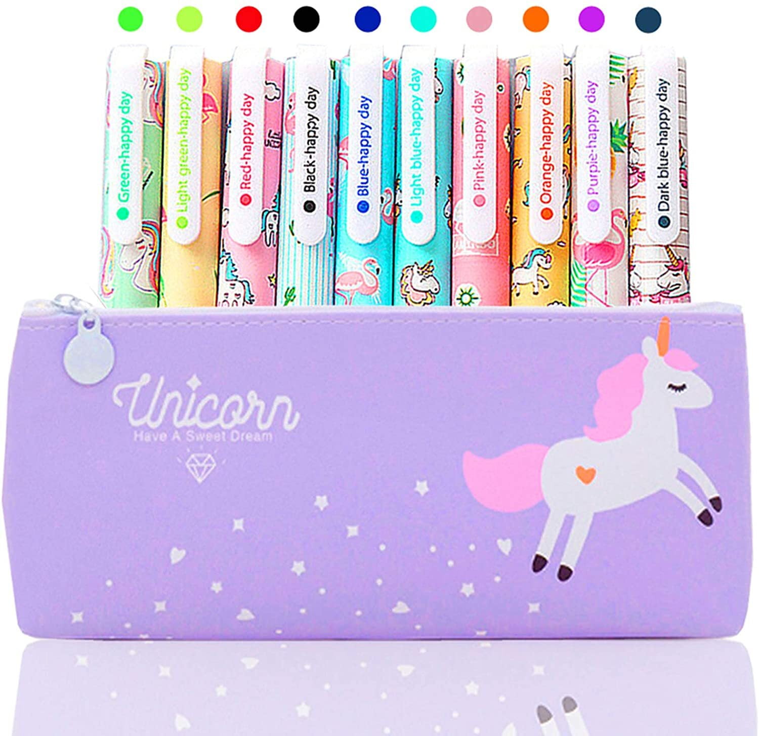 Cute Color Pens for Women Toshine Colorful Gel Ink Pen Set Unicorn Flamingo  Pens Multicolor Gel Ink Roller Ball Pens for Kids Girls Children Students  Teens Gifts 10 Pcs (0.5 mm)(A) 