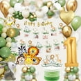 thumbnail image 1 of SPECOOL 1st Birthday Decorations Set Boy, Sage Green Gold Wild One Birthday Balloon Decorations with Foil Number Balloon, Jungle Safari Animals First Birthday Party Decorations for Kids, 1 of 8