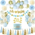 thumbnail image 1 of SPECOOL Baby Shower Decorations for Boy, Oh Baby Banner with Tissue Pompoms Tassels Blue White Party Balloons , Blue and White Oh Baby Shower Decorations, 1 of 10