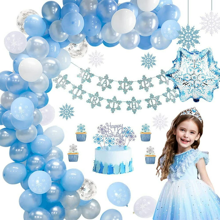 Frozen Birthday Decorations, Frozen Birthday Party Supplies Balloons Party  Decoration, Princess Happy Birthday Decoration with Frozen Backdrop