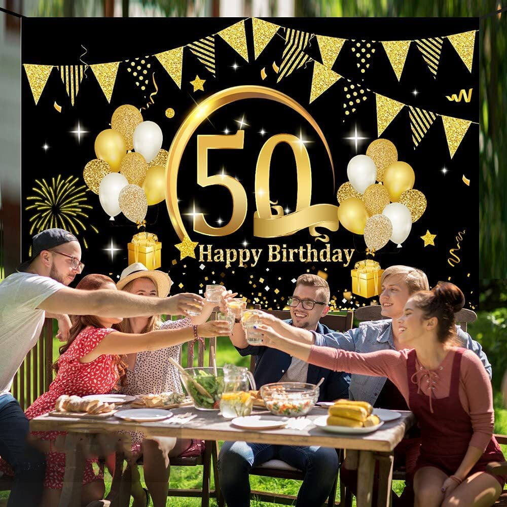 50th Birthday Decorations For Woman Men Adult Party Set 50 anni Happy  Birthday Banner 50 forniture