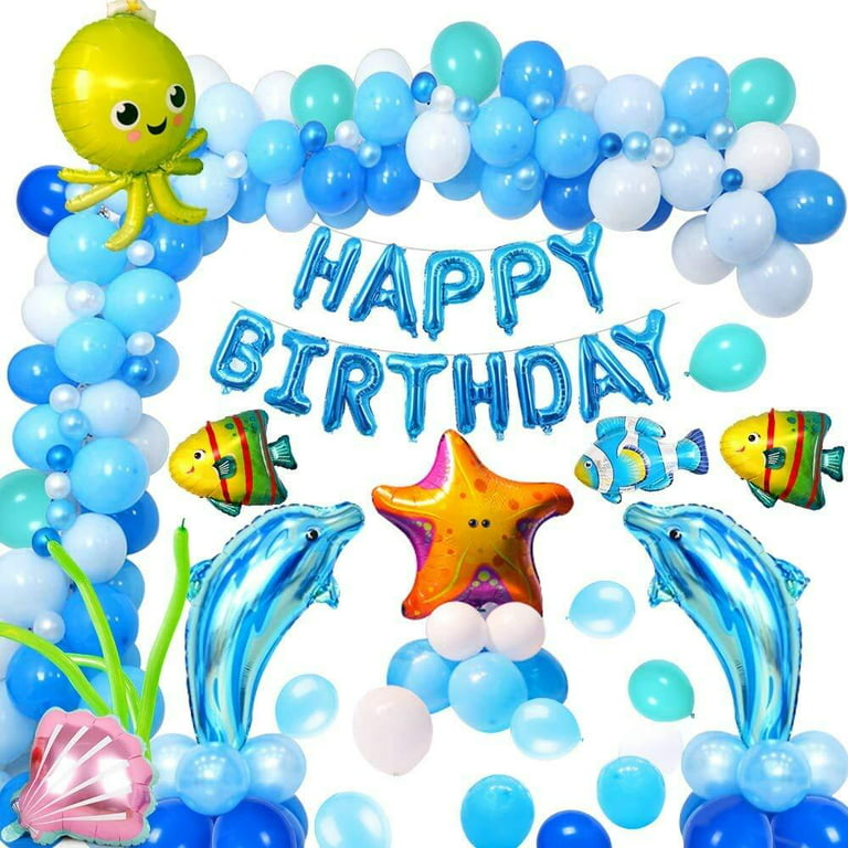 Balloon Garland.  Ocean birthday party, Shark themed birthday