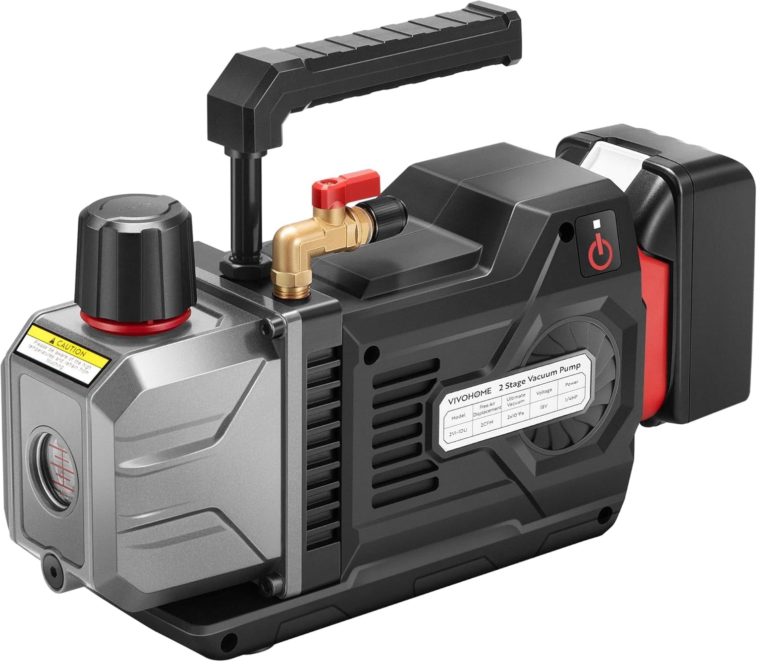 SPECSTAR 1/4 HP 2 CFM Dual Stage Cordless Lithium-Ion HVAC Vacuum Pump, Sparkless Motor for R32 R1234yf R134a R410a Systems, Battery-Powered Auto AC Vacuum Pump for Air Conditioner with Oil Bottle