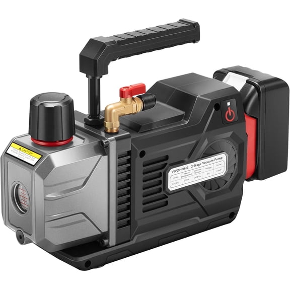 SPECSTAR 1/4 HP 2 CFM Dual Stage Cordless Lithium-Ion HVAC Vacuum Pump, Sparkless Motor for R32 R1234yf R134a R410a Systems, Battery-Powered Auto AC Vacuum Pump for Air Conditioner with Oil Bottle