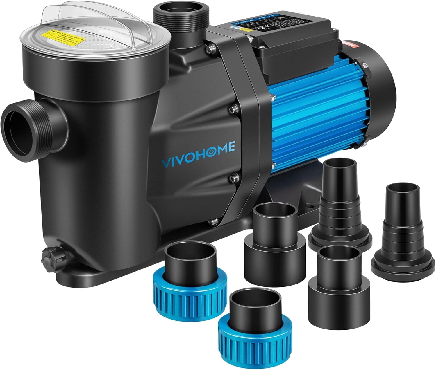 SPECSTAR 1.5 HP Powerful Self Primming 6360 GPH Swimming Pool Pump with ON/OFF Switch for In/Above ground Pool w/ 1.25''&1.5"&2.0'' Unions Energy Saving w/Strainer Basket
