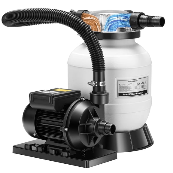 VIVOHOME 10" Sand Filter Pump 2087 GPH for in/Above Ground Pools up to 4,600 Gallons, with 22 lb Sand Capacity, Heavy-Duty Rust-Resistant Housing
