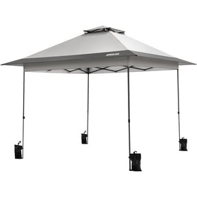 SPECSTAR 10' x 10' Pop Up Gazebo One Push Setup Canopy Tent Heavy Duty with Wheel Carry Bag and 4 Sandbags,2 Tiers Roof for Patio Garden Backyard, Gray