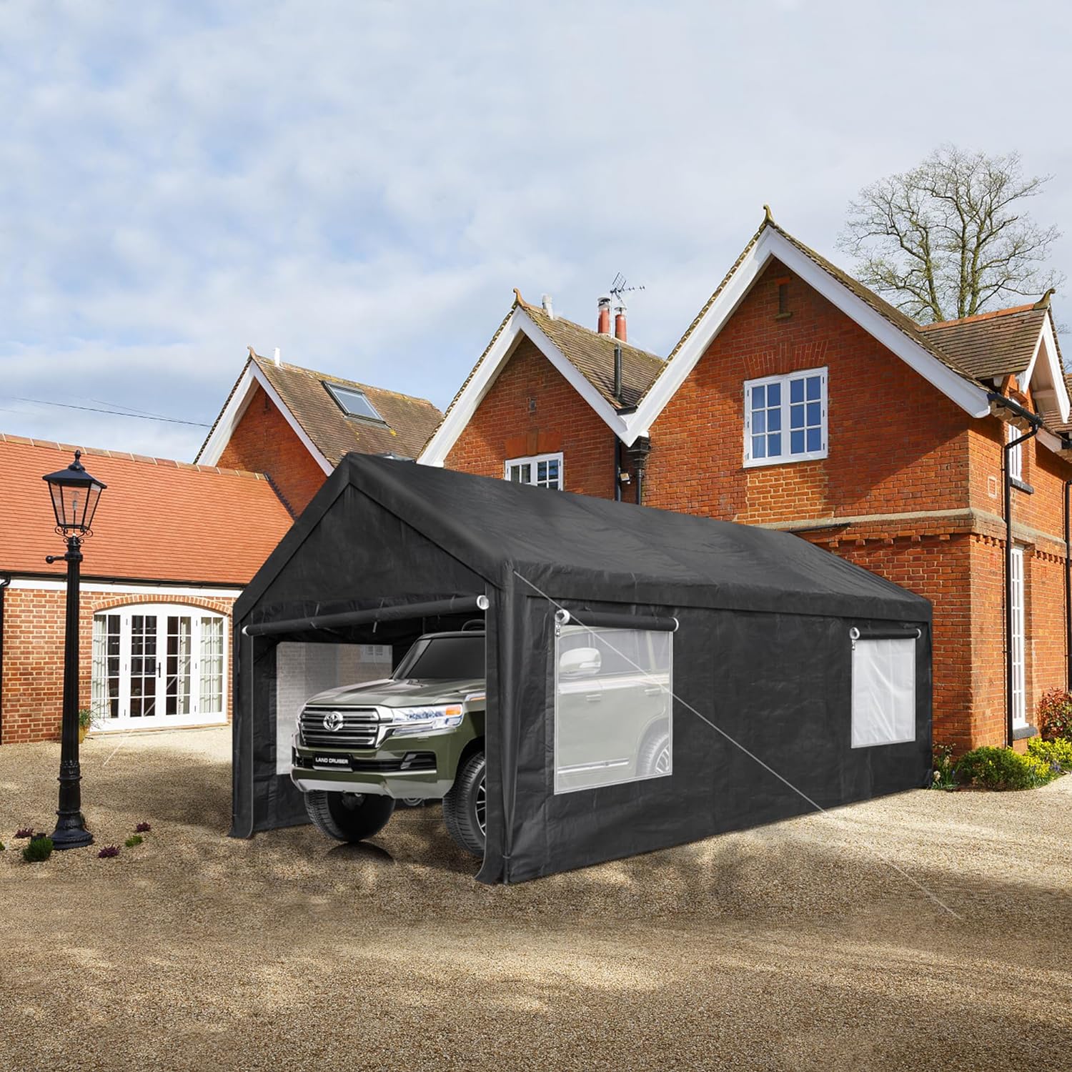 Abba Patio 10 x 20FtcOutdoor Carport Canopy with 6 Steel Legs, White