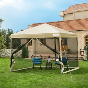 SPECSTAR 10'x10' Pop up Canopy Tent with Mesh Netting, 2 Zipper Doors, and Roller Bag