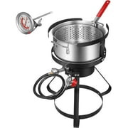 SPECSTAR 10Qt Aluminum Fish Fryer Pot with 6.7Qt Strainer Basket, 4 Inches Thermometer and 54,000 BTU Propane Burner