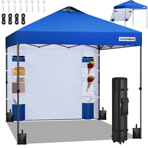 SPECSTAR 10'x10' Pop-up Canopy, One Push Set-up Tent with 1 Sidewall for Outside, Blue