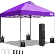 SPECSTAR 10' x10' Pop-up Canopy Tent One Push Setup Instant Tent with Center Lock, Wheel Carry Bag and 4 Sandbags for Events Parties, Purple