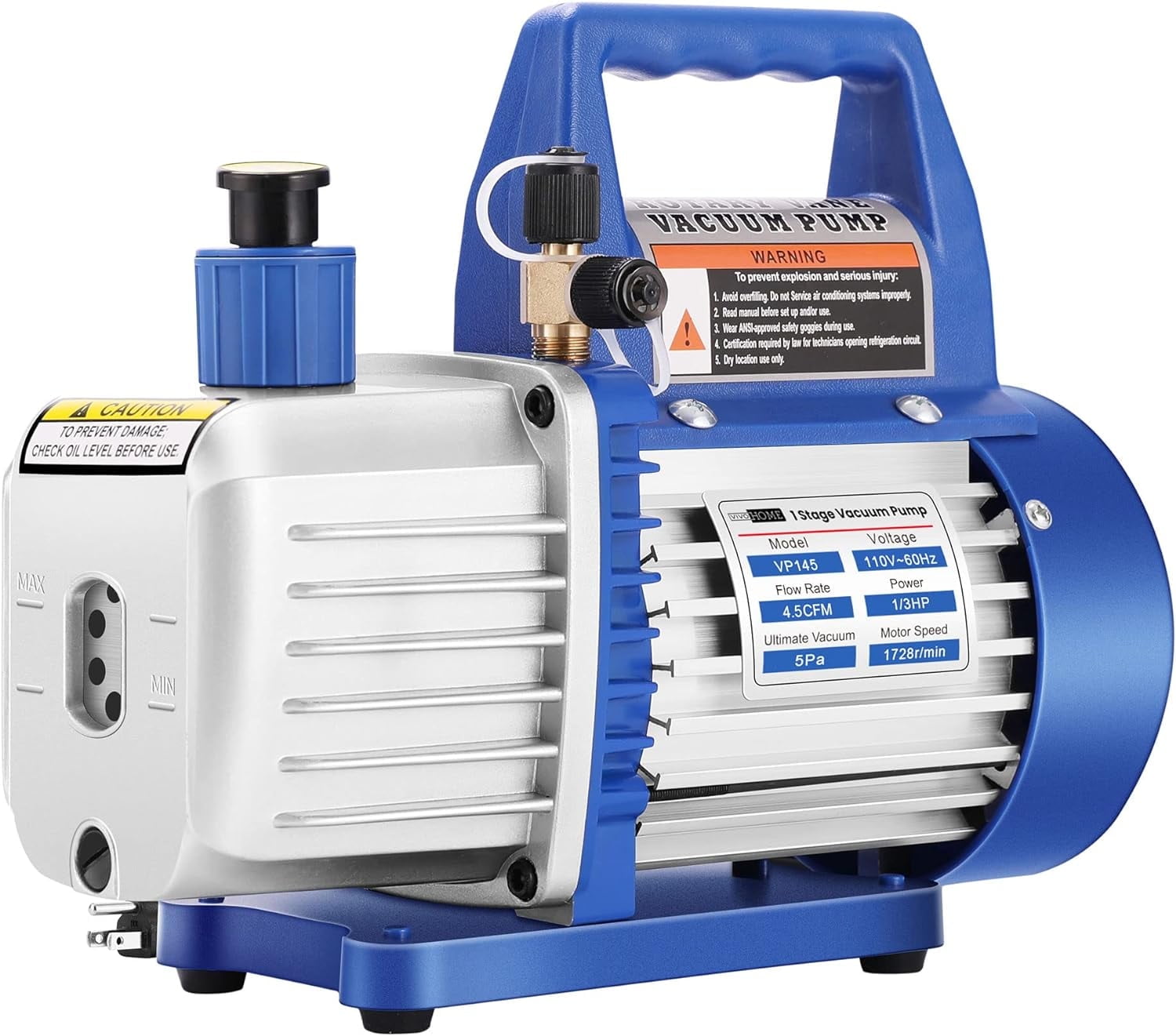 SPECSTAR 110V 1/3 HP 4.5 CFM Single Stage Rotary Vane Air Vacuum Pump with Oil Bottle