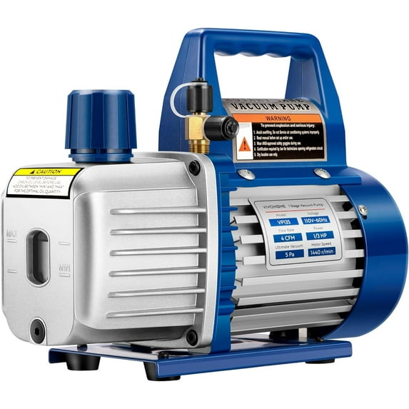 SPECSTAR 110V 1/3 HP 4 CFM Single Stage Rotary Vane HVAC Vacuum Pump with Oil Bottle, Auto AC Vacuum Pump for Automotive Air Conditioner Servicing Resin Degassing