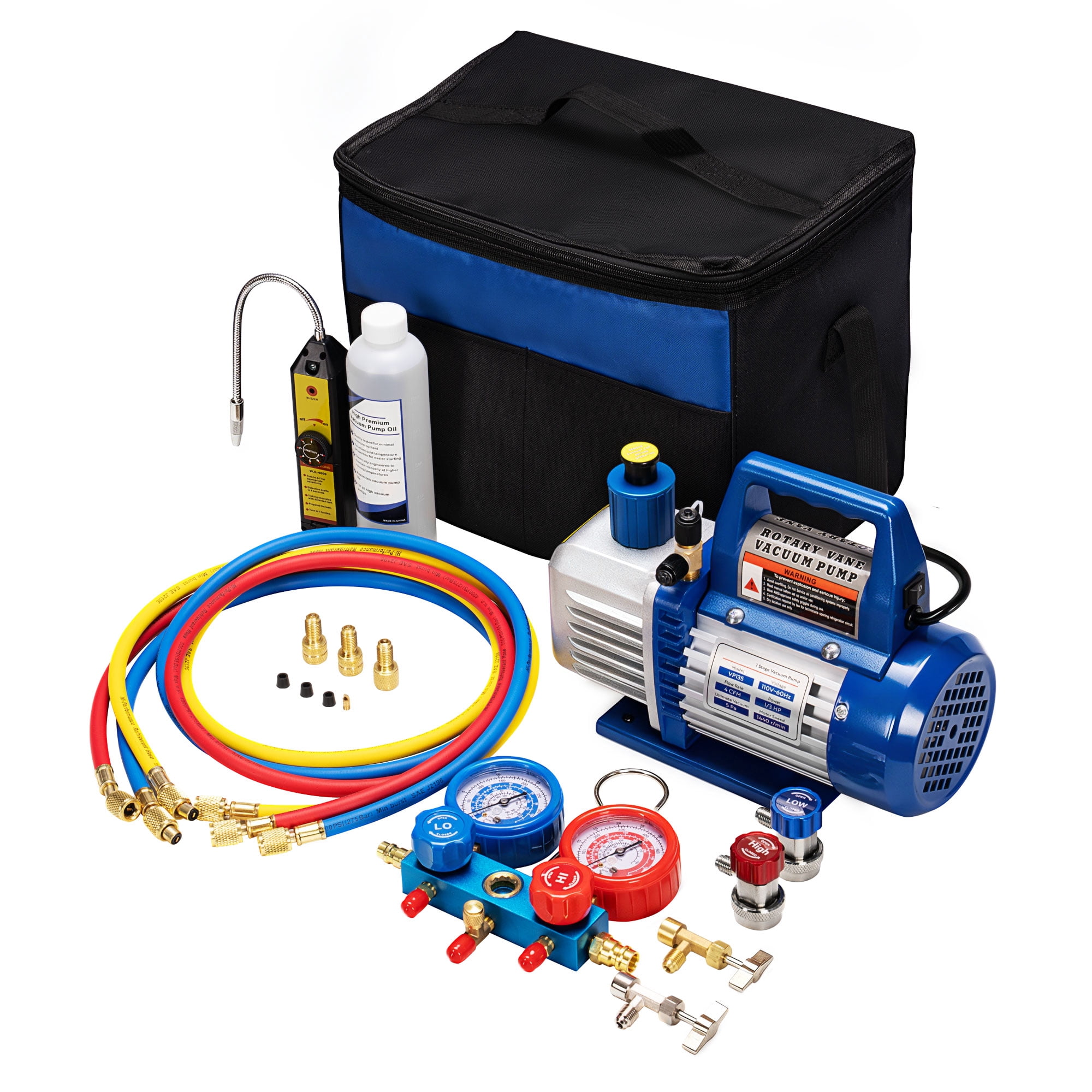 SPECSTAR 110V 1/3 HP 4CFM Single Stage Rotary Vane Vacuum Pump Kit,Blue