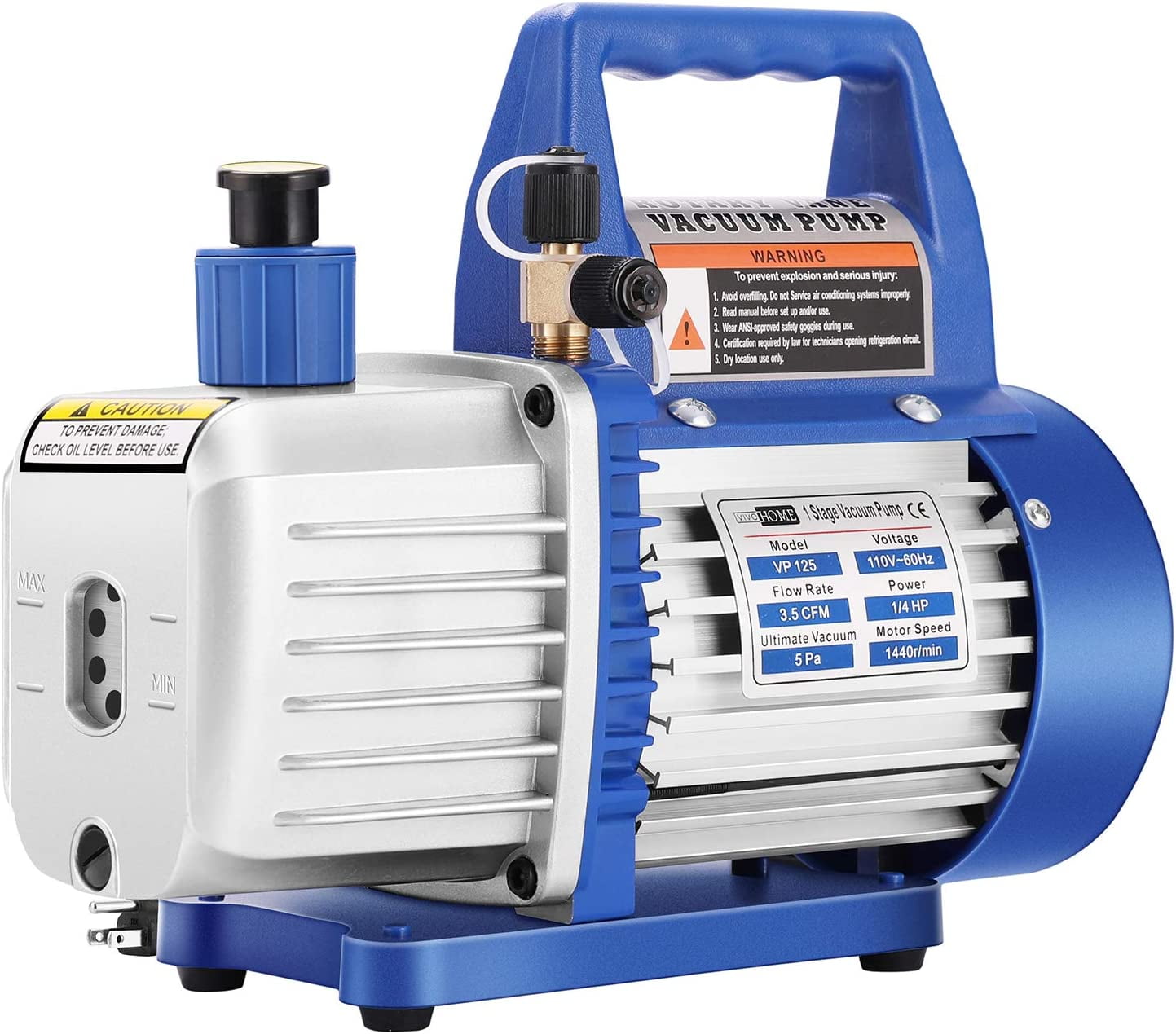 SPECSTAR 110V 1/4 HP 3.5 CFM Single Stage Rotary Vane Air Vacuum Pump with Oil Bottle