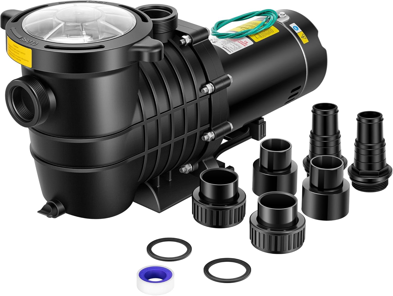SPECSTAR 110V 2.0 HP 6500 GPH Powerful Self Primming Single Voltage Swimming Pool Pump with Strainer Basket