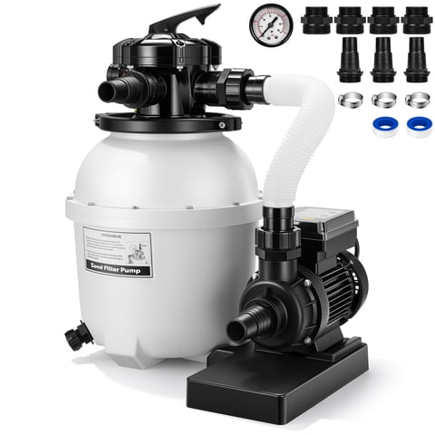SPECSTAR 12" Sand Filter Pump 3168GPH for Above Ground Pools Up to 11000Gallons, Pool Filter System with 6-Way Multi-Port Valve, Digital Timer & Pressure Gauge, Heavy Duty Silent Motor