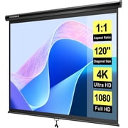 SPECSTAR 120 inch Manual Pull Down Projector Screen, 11 HD Retractable Projector Screens with Auto Locking for Movie Home Theater Cinema Office Video Game, Black84Wx84H Inch Display Area