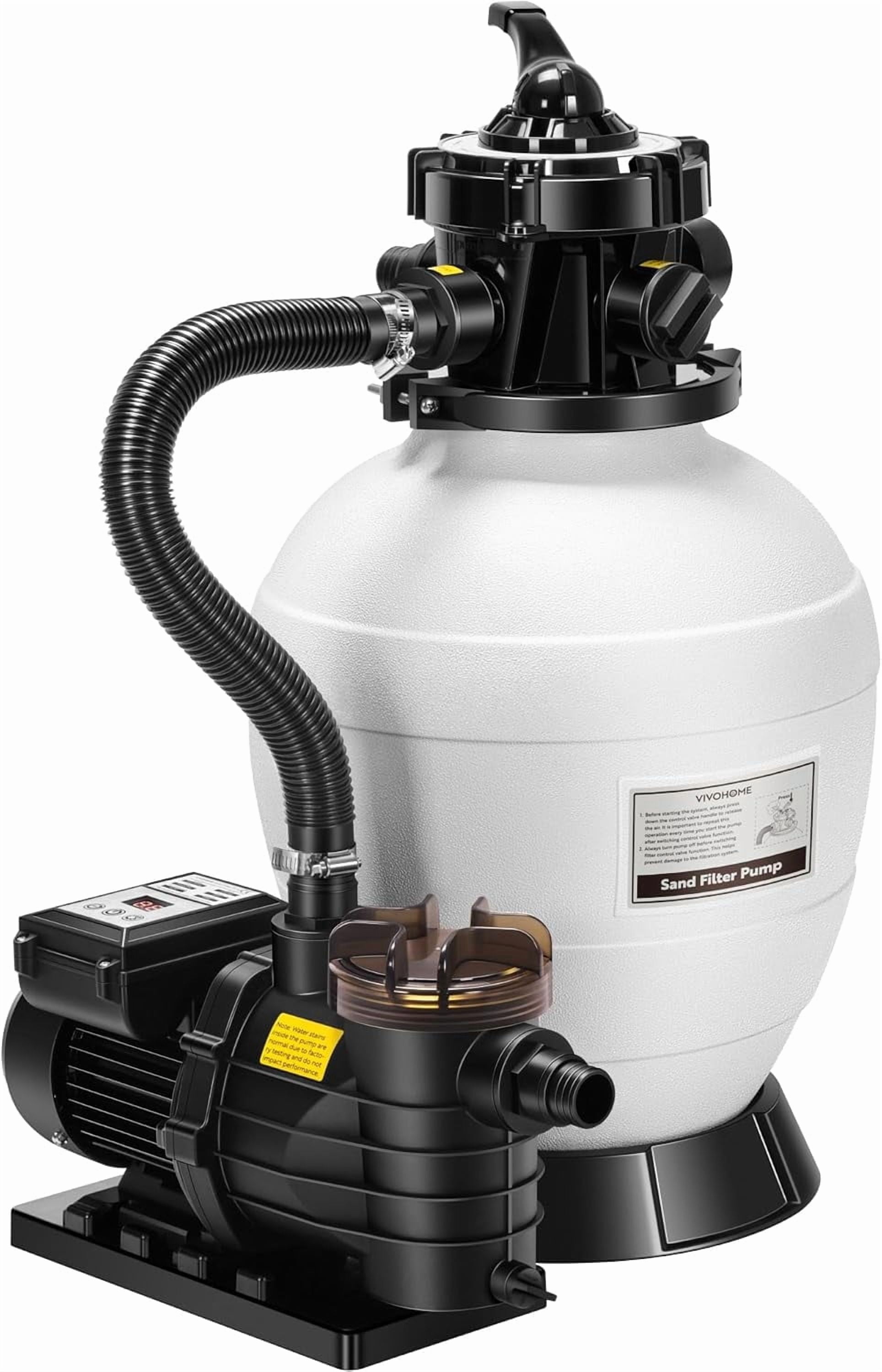 SPECSTAR 13" Sand Filter Pump with 1/2 HP Motor, 2640 GPH w/Timer for in/Above Ground Pools up to 14,000 Gallons, 7-Way Valve with 55-Pound Sand Capacity