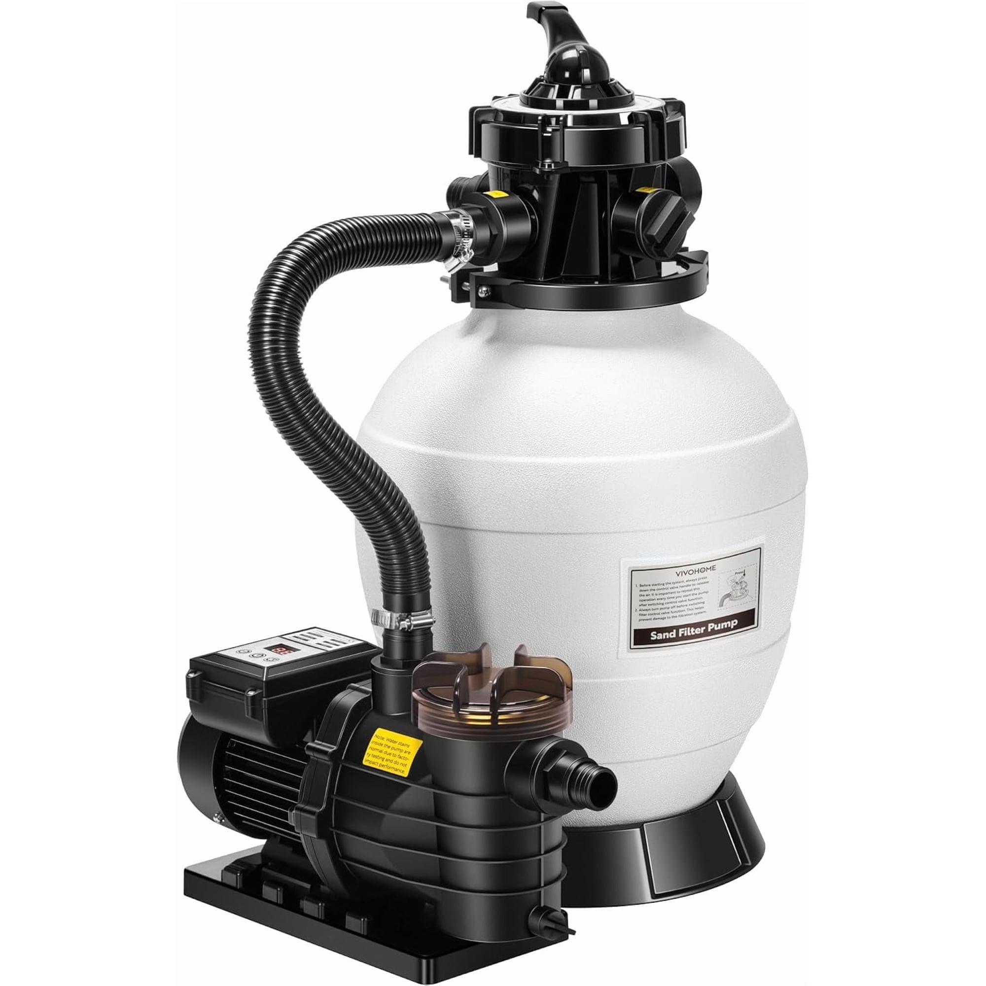 SPECSTAR 13" Sand Filter Pump with 1/2 HP Motor, 2640 GPH w/Timer for in/Above Ground Pools up to 14,000 Gallons, 7-Way Valve with 55-Pound Sand Capacity