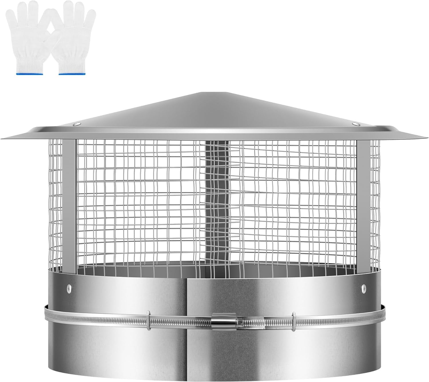 Galvanized Steel 14" Adjustable Cone Top Chimney Cap with Screen