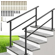 SPECSTAR 2-Pack Hand Rails for Outdoor Steps, 5-6 Steps Wrought Iron Railing, for Porch, Deck, or Indoor Stairs