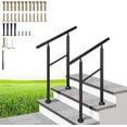 thumbnail image 1 of SPECSTAR 2-Pack Outdoor Handrails, 2-Pack Galvanized Steel Railing, Black Round Exterior Hand Railing for Porch, Deck, or Indoor Stairs, 1 of 8