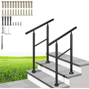 SPECSTAR 2-Pack Outdoor Handrails, 2-Pack Galvanized Steel Railing, Black Round Exterior Hand Railing for Porch, Deck, or Indoor Stairs