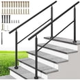 thumbnail image 1 of SPECSTAR 2-Pack Outdoor Handrails, 5-6 Steps Galvanized Steel Railing, Black Round Exterior Hand Railing for Porch, Deck, or Indoor Stairs, 1 of 8