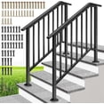 thumbnail image 1 of SPECSTAR 2-Pack Galvanized Steel Hand Rails for Outdoor Steps – 40.6" Black Oval and Safety Balusters Exterior Railing Kit for Porch, Deck, or Indoor Stairs (4-Step, Black), 1 of 9