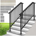 thumbnail image 1 of SPECSTAR 2-Pack Galvanized Steel Hand Rails for Outdoor Steps – 54.1" Black Oval and Safety Balusters Exterior Railing Kit for Porch, Deck, or Indoor Stairs (5-Step, Black), 1 of 9