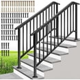 thumbnail image 1 of SPECSTAR 2-Pack Galvanized Steel Hand Rails for Outdoor Steps – 67.6" Black Oval and Safety Balusters Exterior Railing Kit for Porch, Deck, or Indoor Stairs (6-Step, Black), 1 of 9